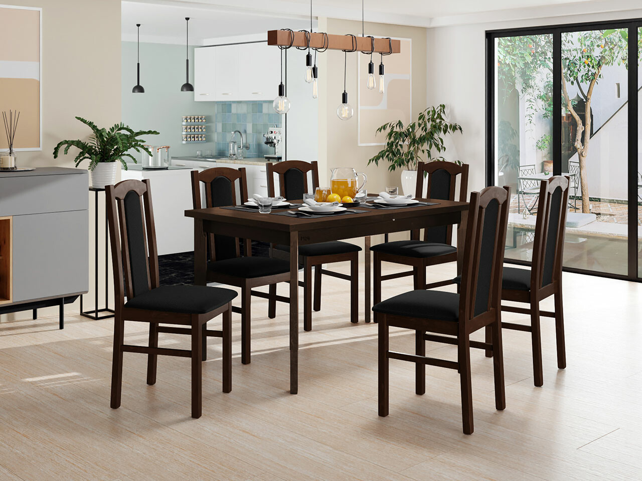 Borðstofusett Victorville 277 (Valhneta)