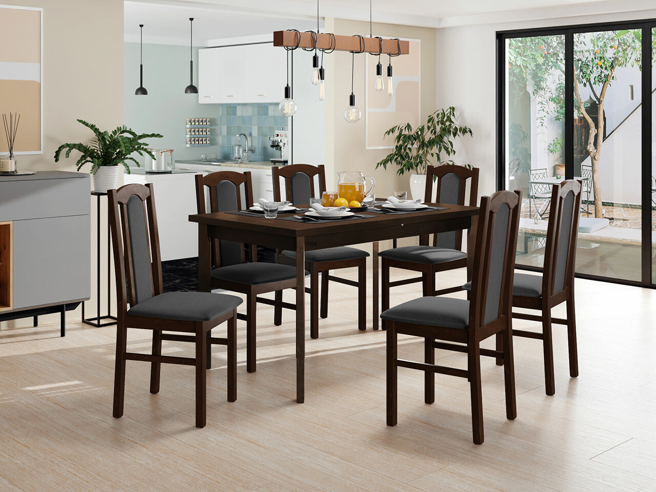 Borðstofusett Victorville 277 (Valhneta)