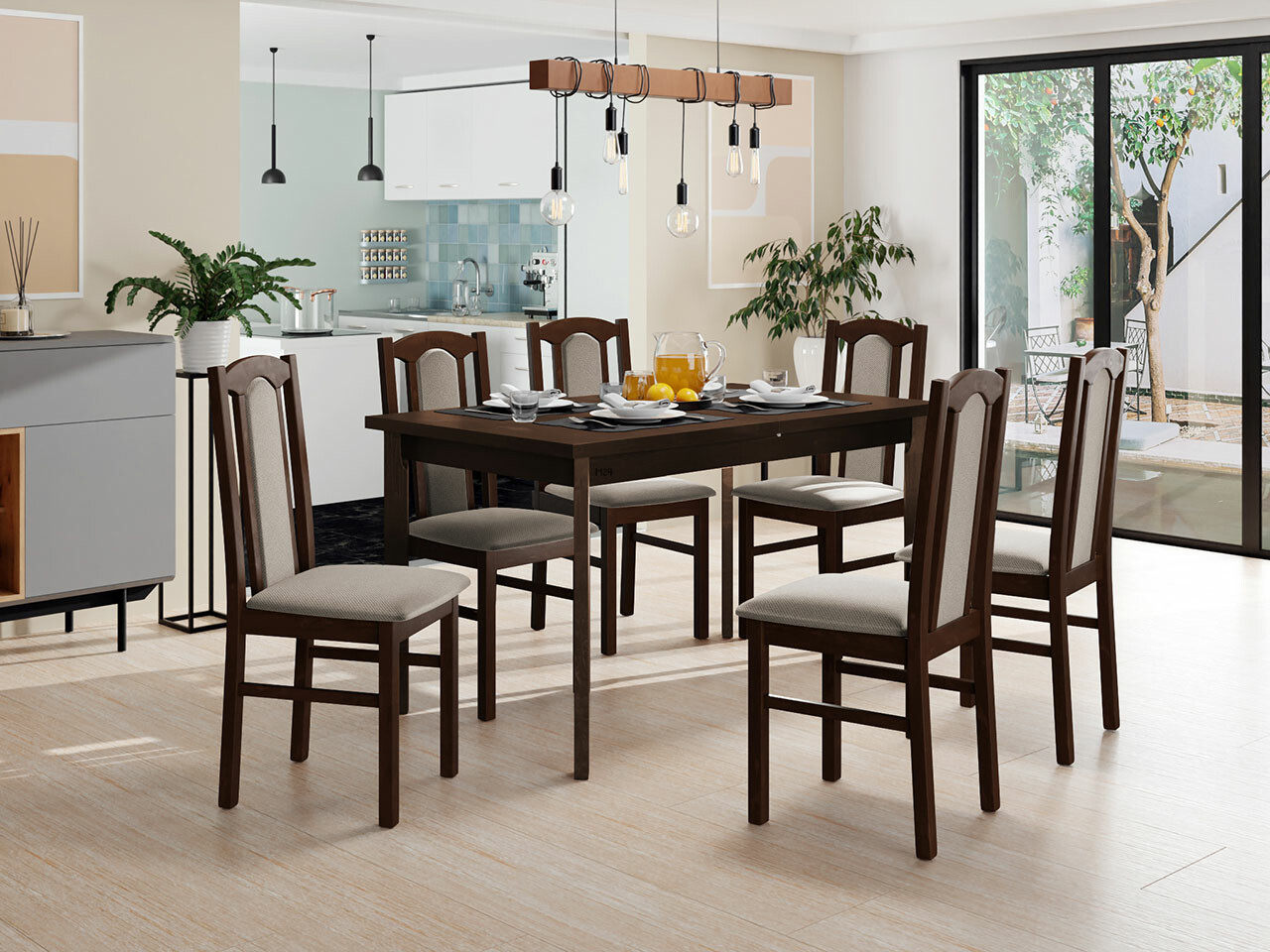 Borðstofusett Victorville 277 (Valhneta)