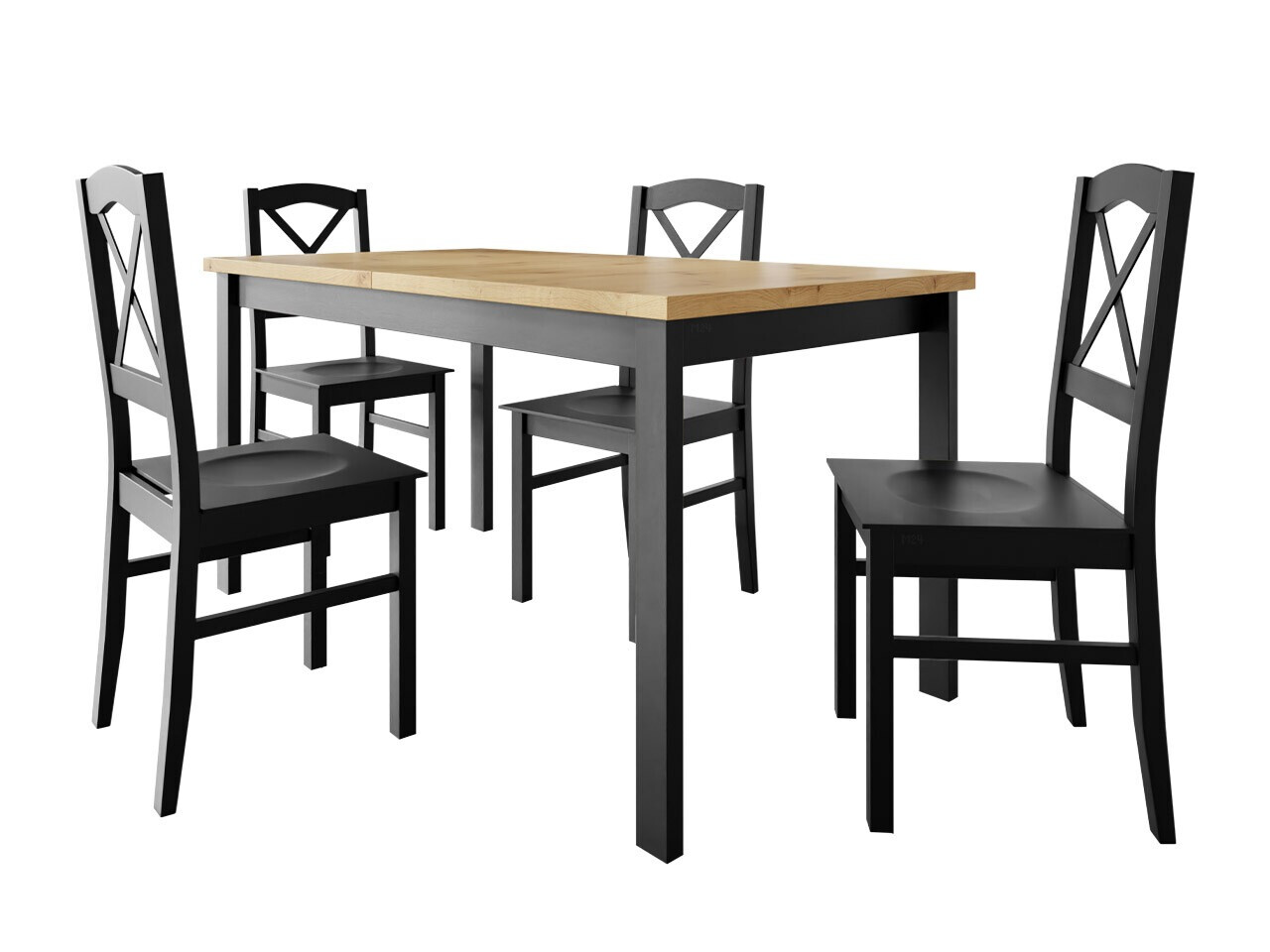 Borðstofusett Victorville 280 (Svartur + Artisan-eik)