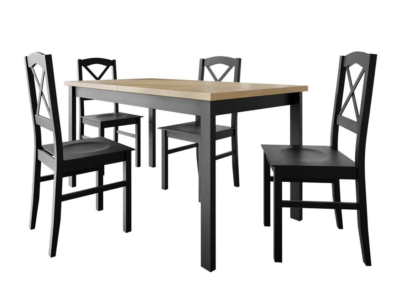 Borðstofusett Victorville 280 (Svartur + Sonoma-eik)