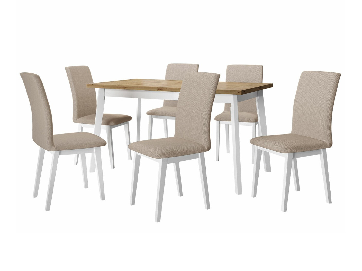 Borðstofusett Victorville 285 (Artisan-eik + Hvítur)
