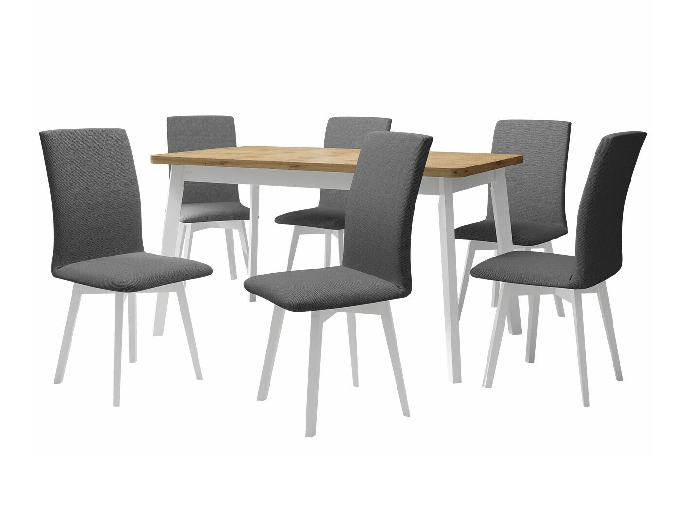 Borðstofusett Victorville 291 (Artisan-eik + Hvítur)