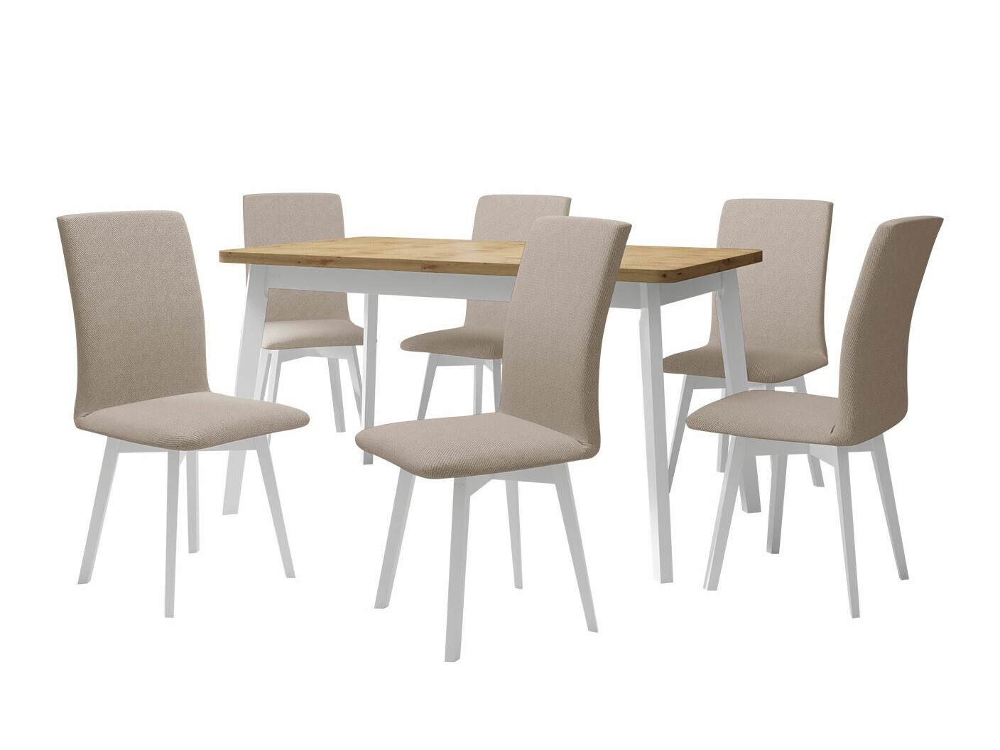 Borðstofusett Victorville 291 (Artisan-eik + Hvítur)