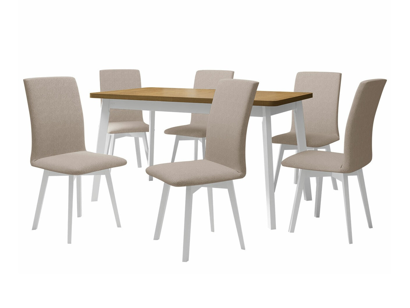 Borðstofusett Victorville 291 (Sonoma-eik + Hvítur)
