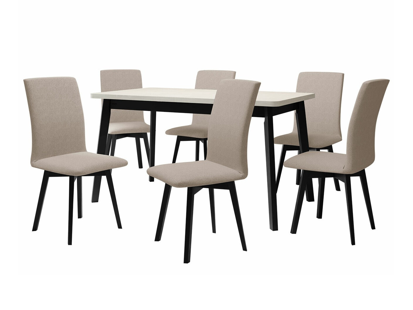 Borðstofusett Victorville 292 (Hvítur + Svartur)
