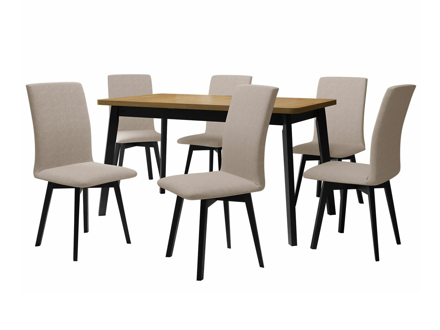 Borðstofusett Victorville 292 (Sonoma-eik + Svartur)