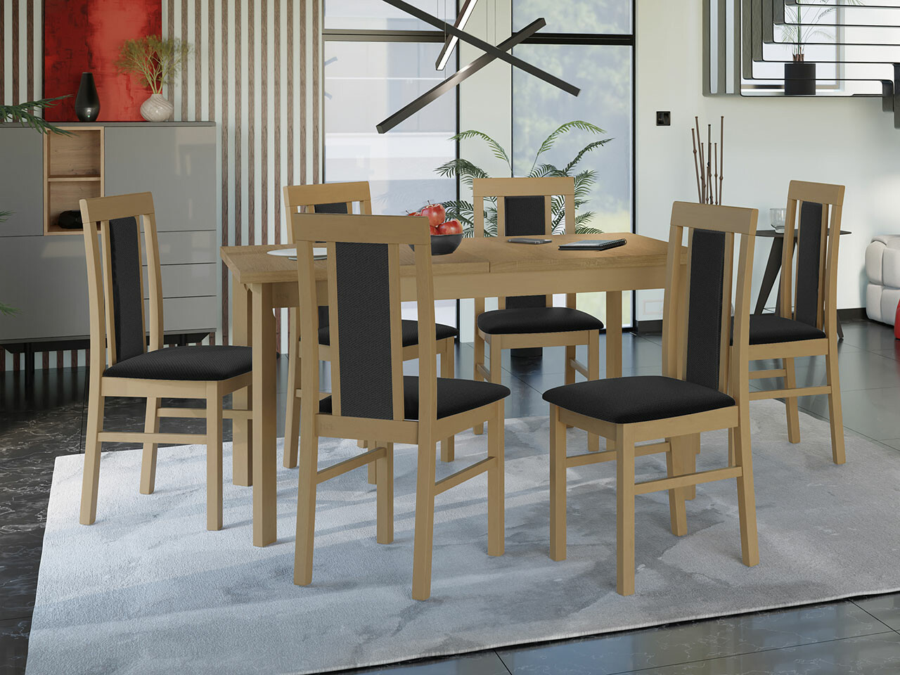 Borðstofusett Victorville 293 (Sonoma-eik)