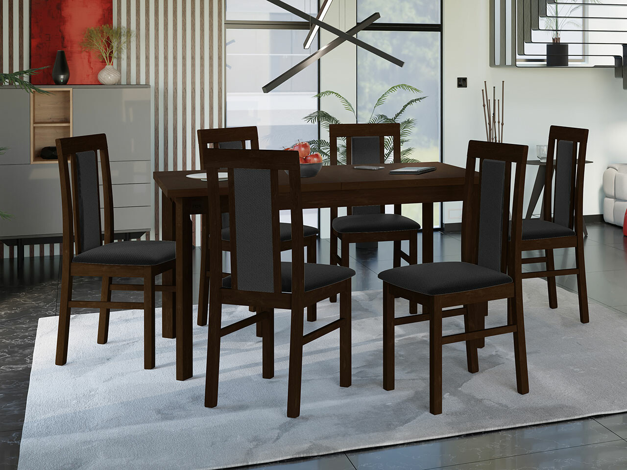 Borðstofusett Victorville 293 (Valhneta)