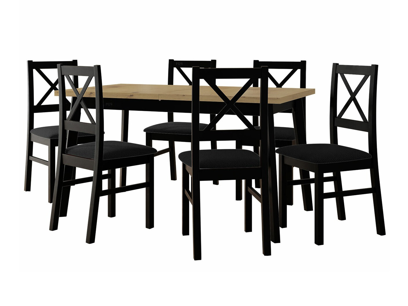 Borðstofusett Victorville 295 (Artisan-eik + Svartur)