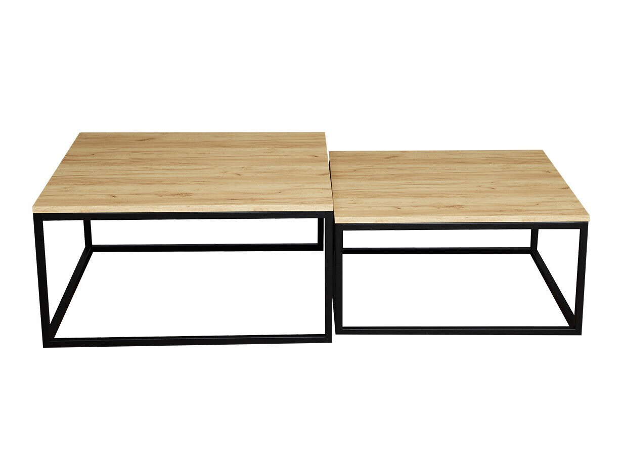 Sett af sófaborðum Oswego 101 (Craft eik + Svartur)