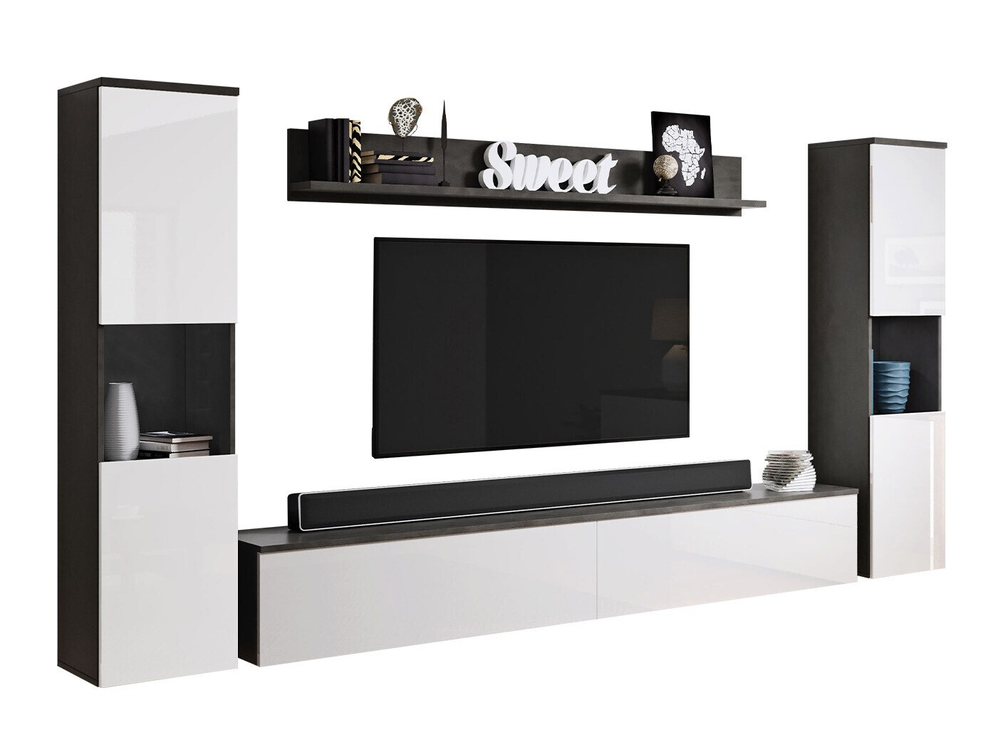 Stofusett Sarasota 131 (Dökkgrár + Hvítt háglans)