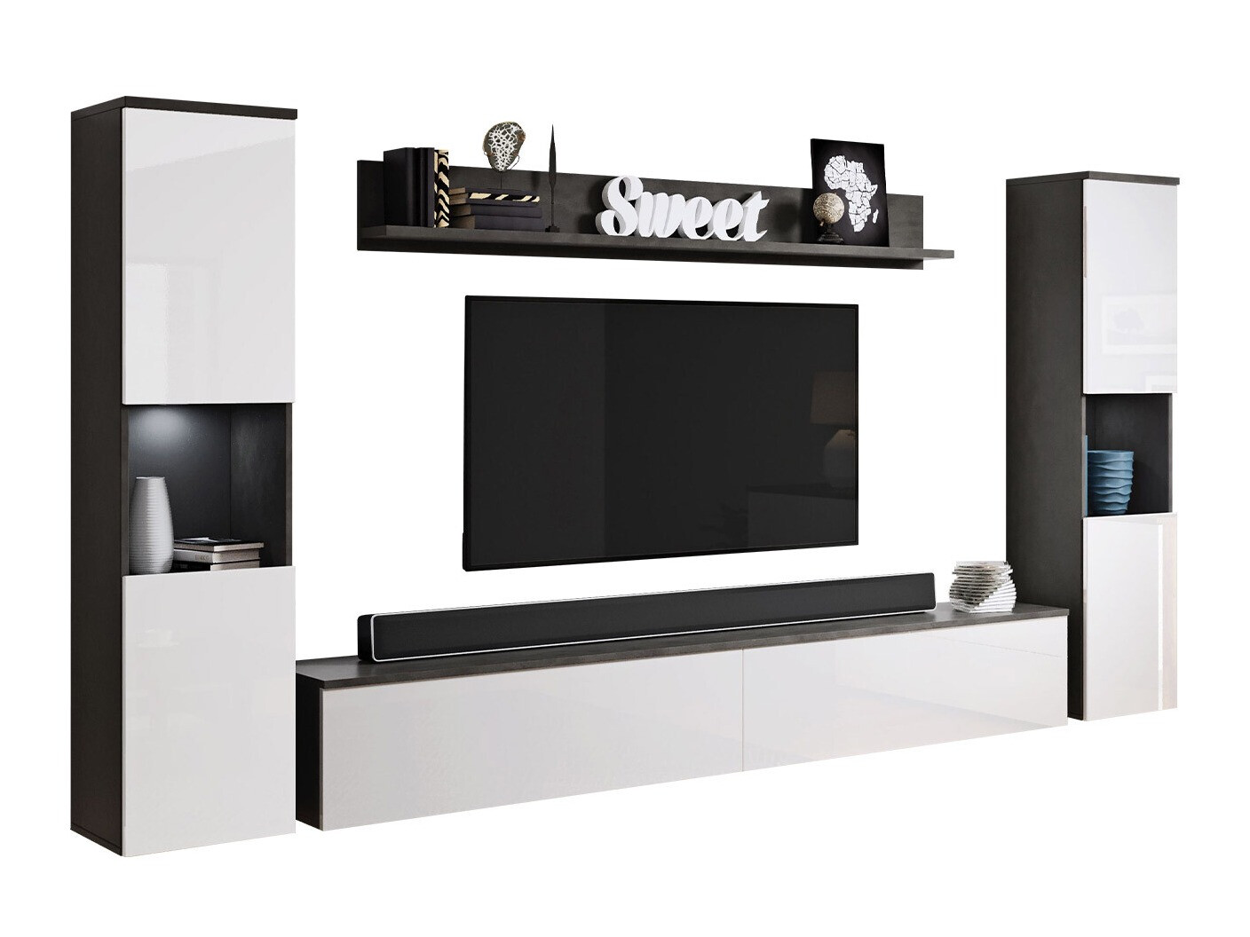Stofusett Sarasota 131 (Dökkgrár + Hvítt háglans)