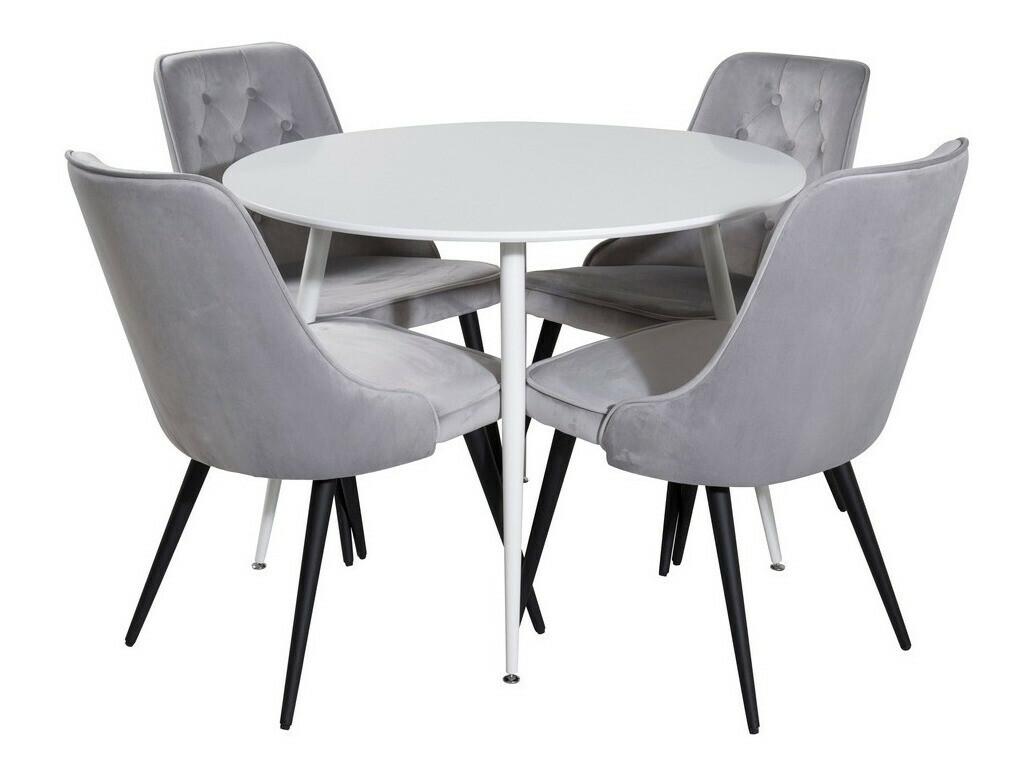 Borðstofusett Dallas 1535 (Ljósgrár + Svartur)