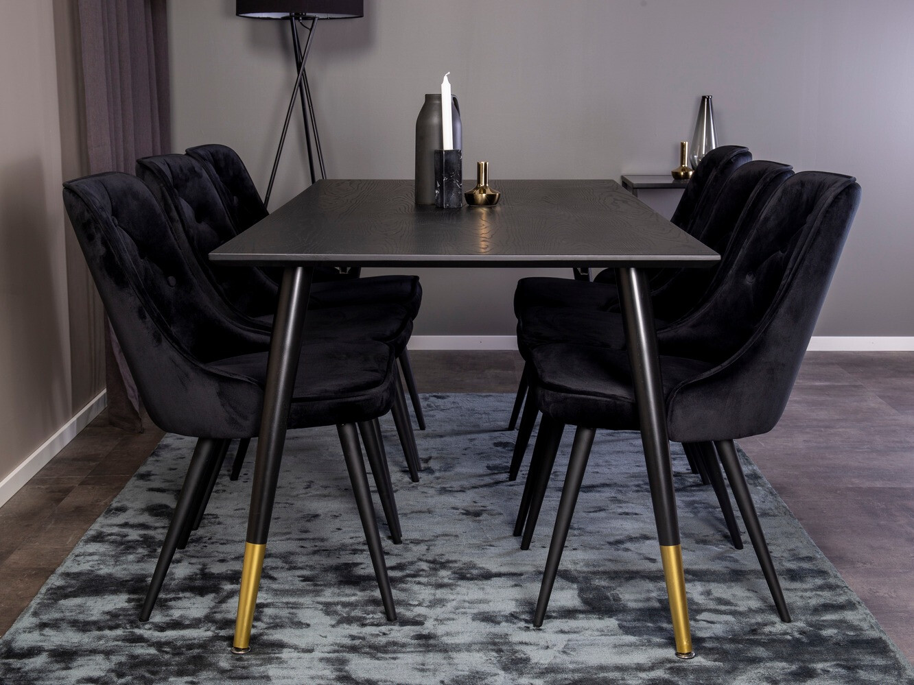Borðstofusett Dallas 1256 (Svartur)
