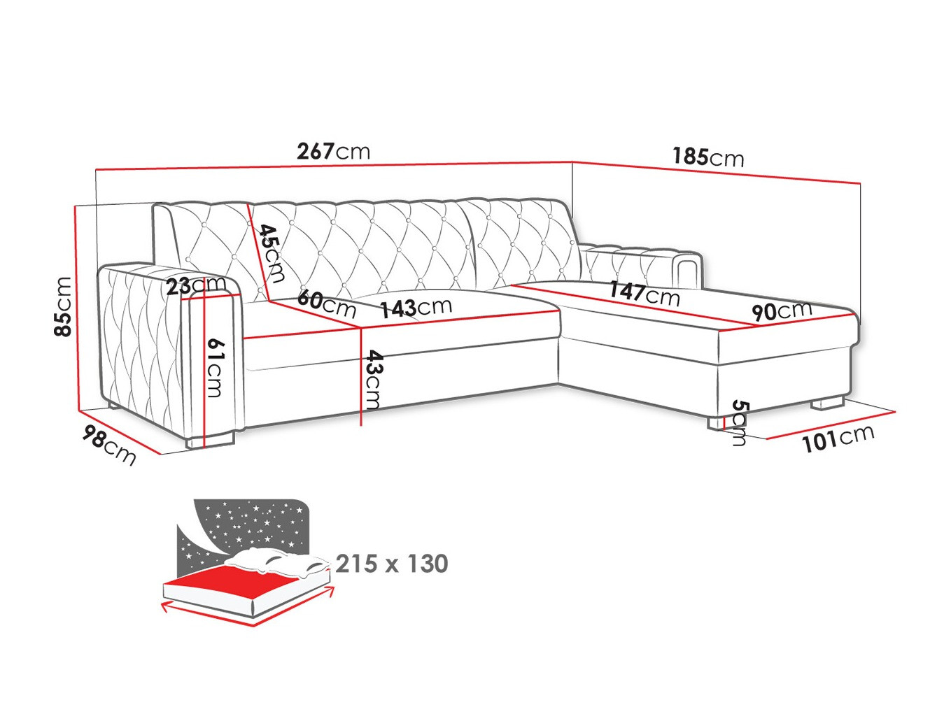 Horn­sófi Columbus 203 (Kronos 19)