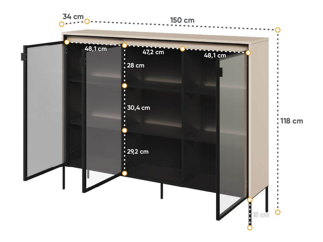 Skenkur Fernolu 108 (Beige + Svartur)