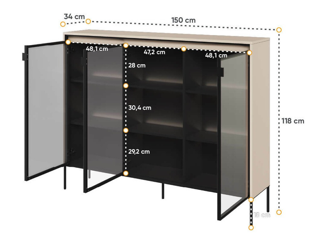 Skenkur Fernolu 108 (Beige + Svartur)