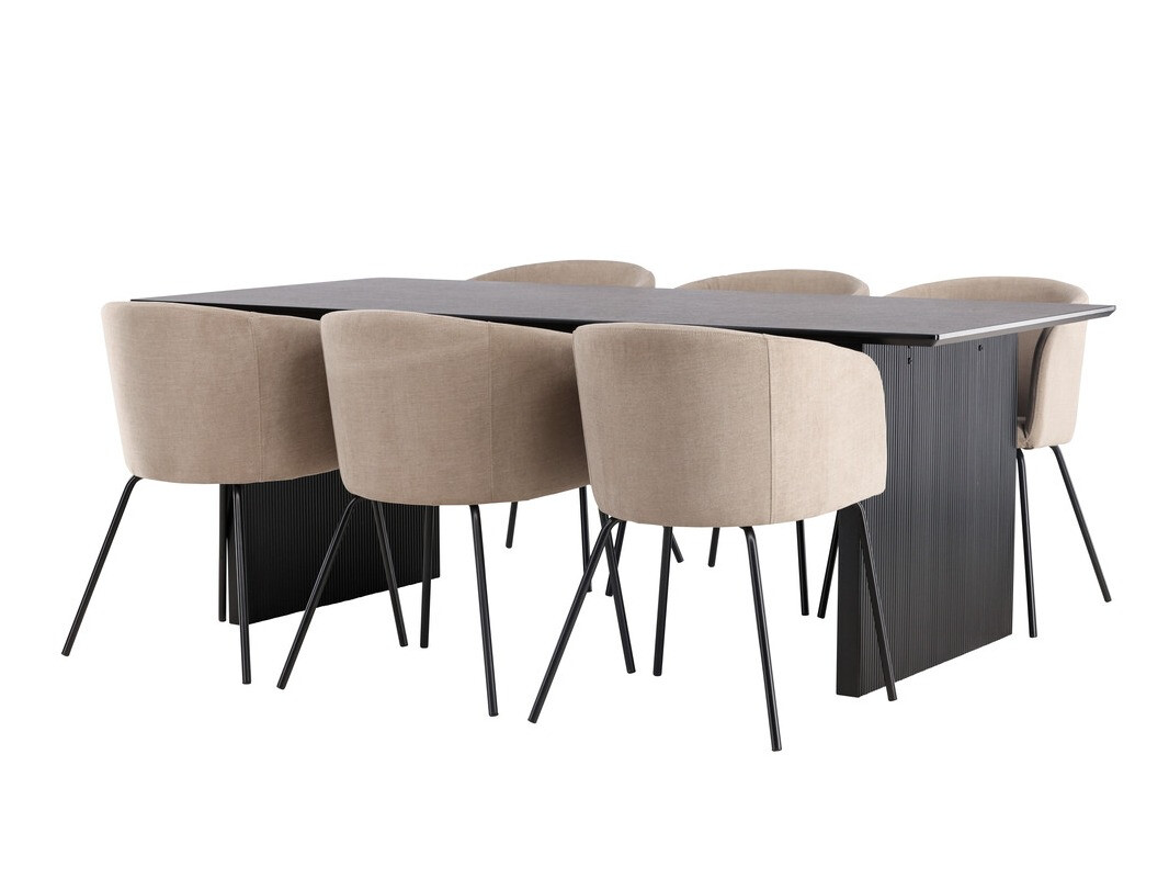 Borðstofusett Dallas 4182 (Beige + Svartur)