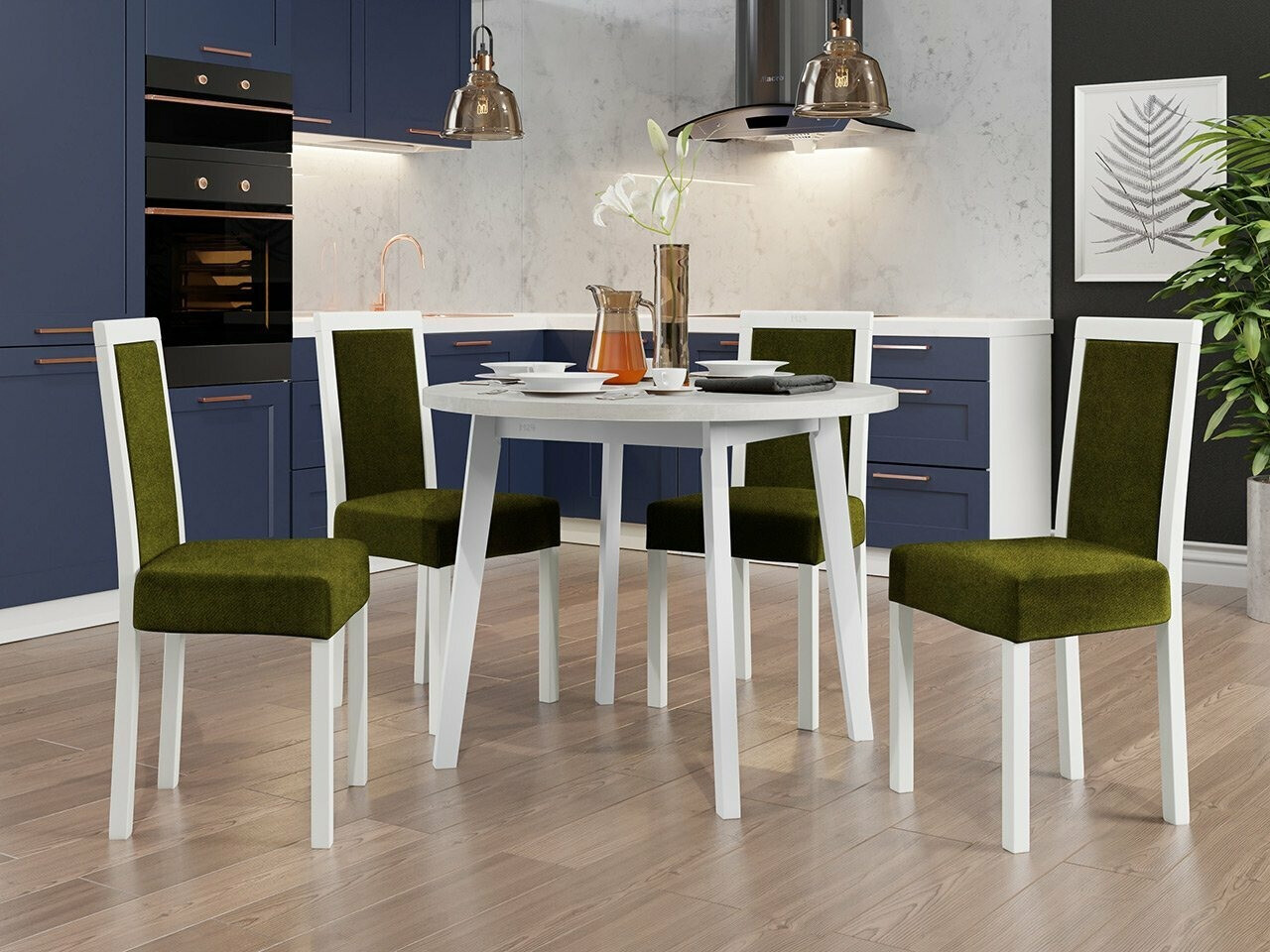 Borðstofusett Victorville 304 (Hvítur)