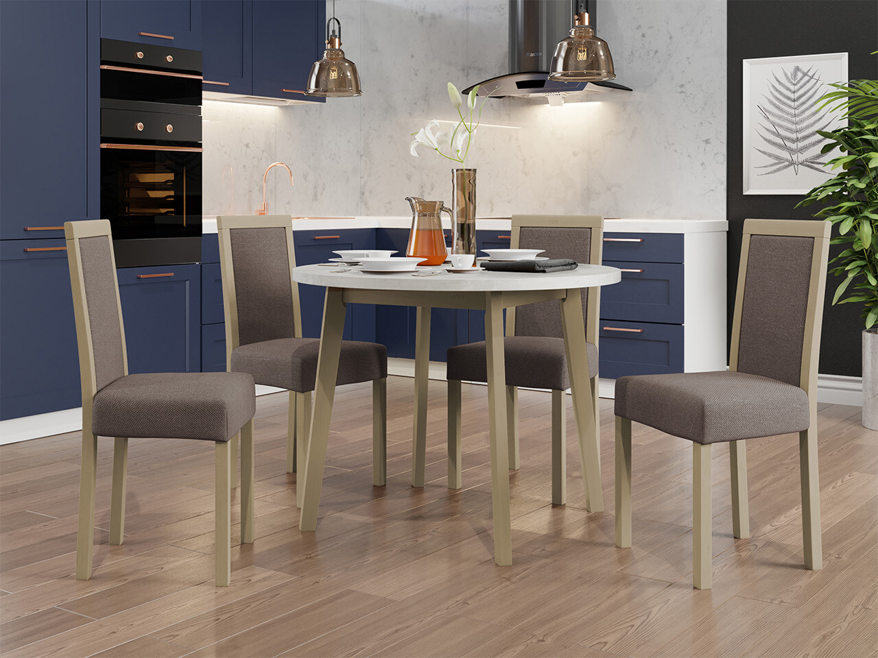 Borðstofusett Victorville 304 (Sonoma-eik)