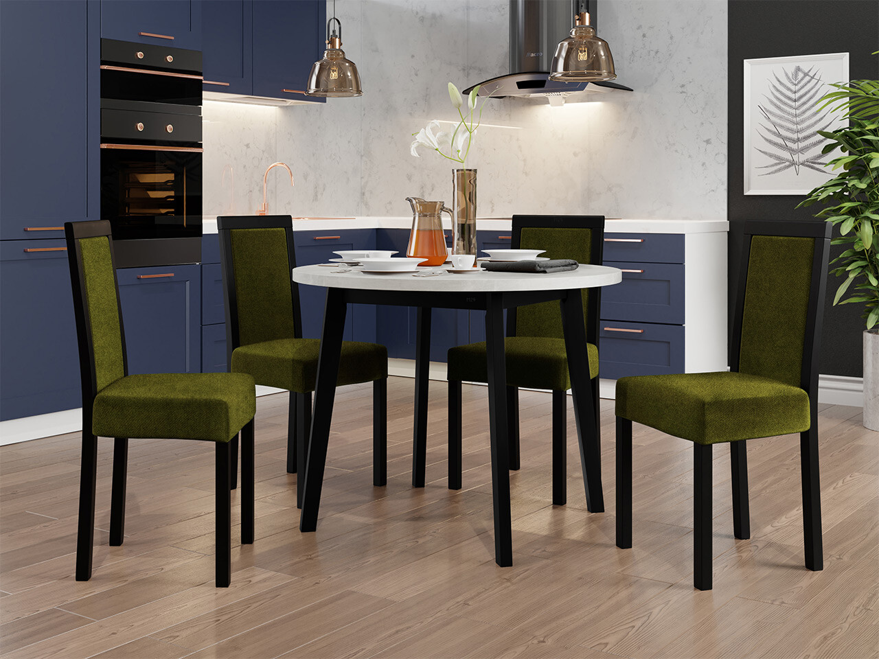 Borðstofusett Victorville 304 (Svartur)