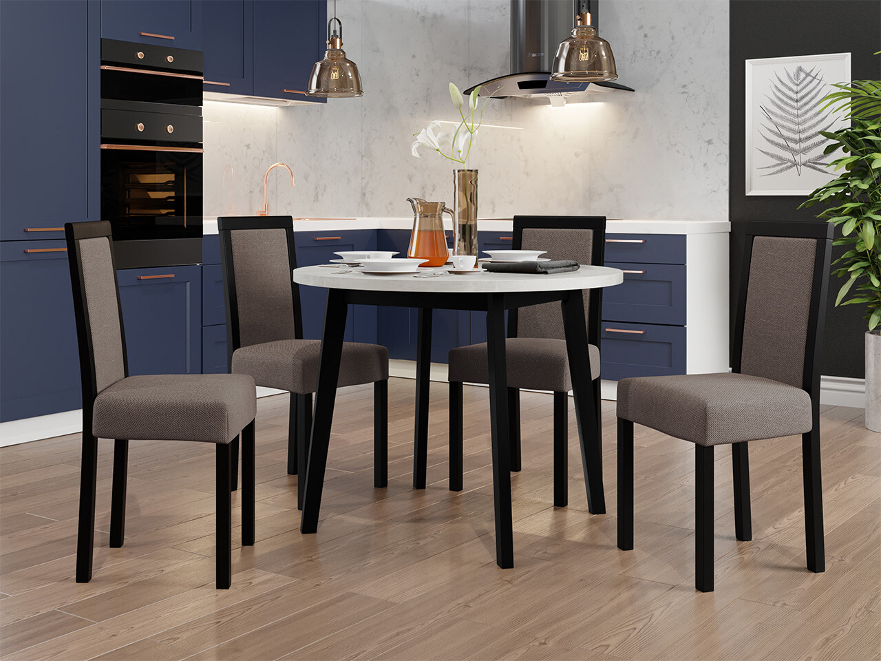 Borðstofusett Victorville 304 (Svartur)