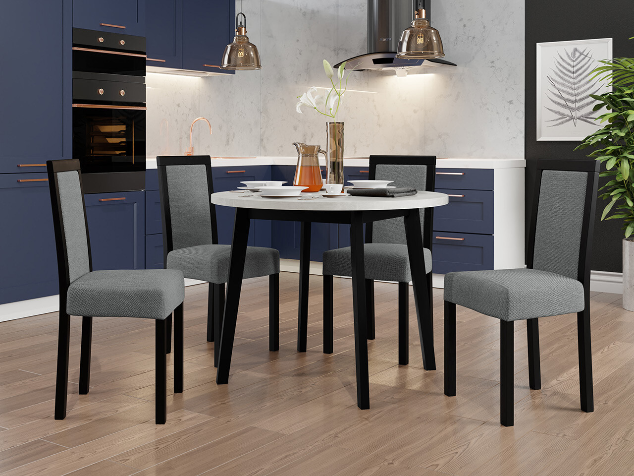 Borðstofusett Victorville 304 (Svartur)