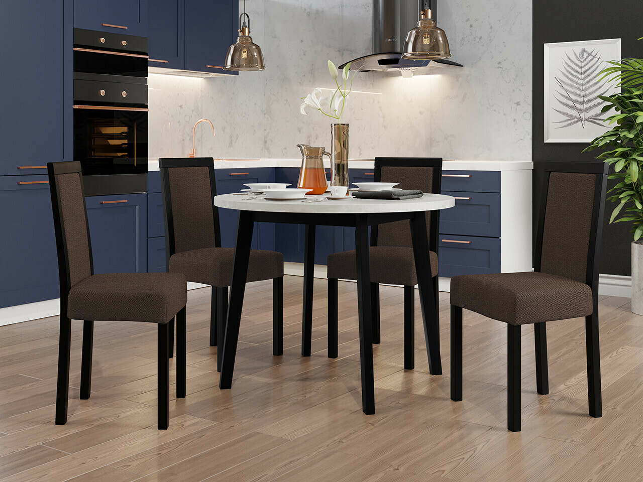 Borðstofusett Victorville 304 (Svartur)
