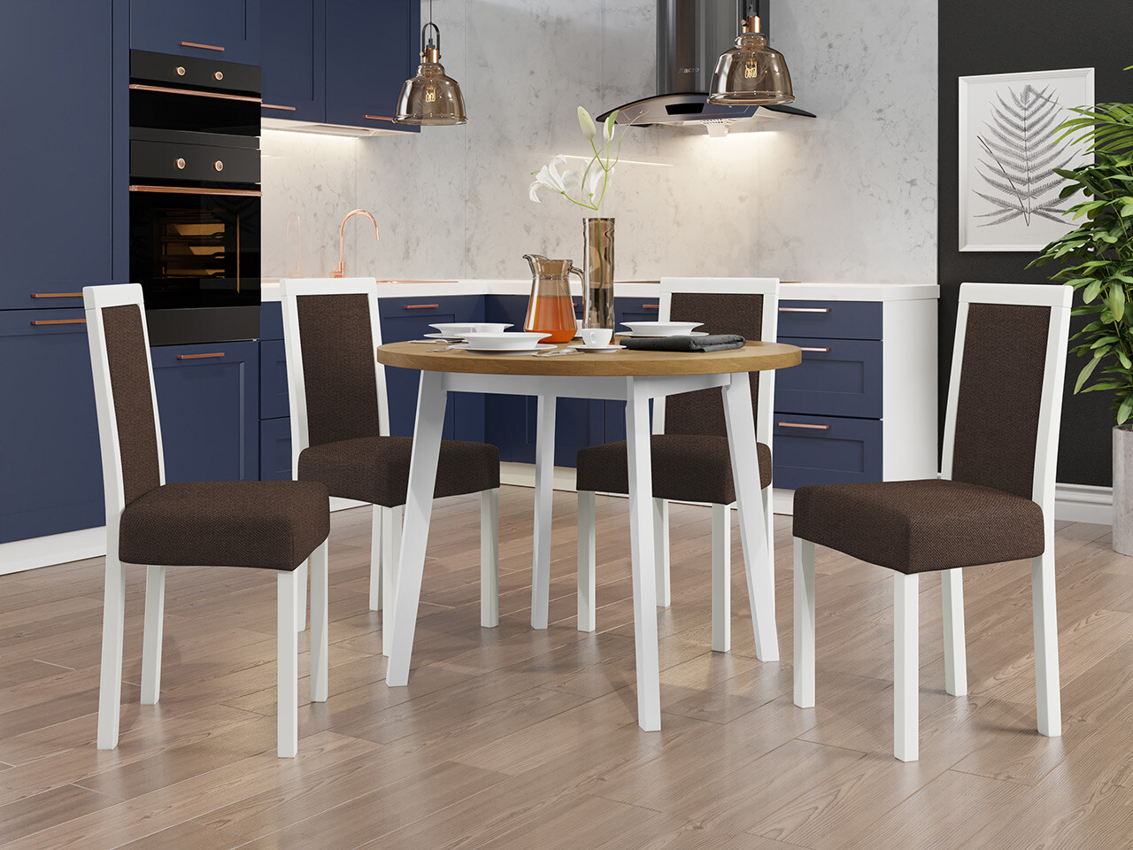 Borðstofusett Victorville 306 (Hvítur)