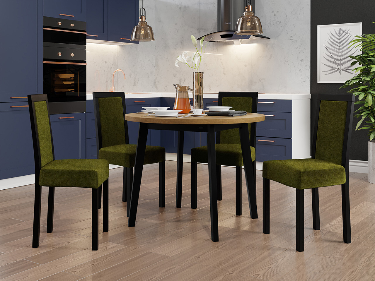 Borðstofusett Victorville 306 (Svartur)