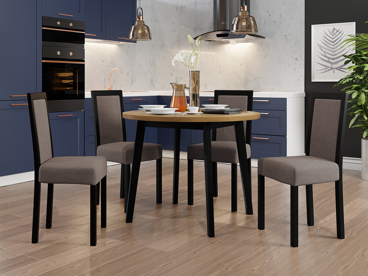 Borðstofusett Victorville 306 (Svartur)