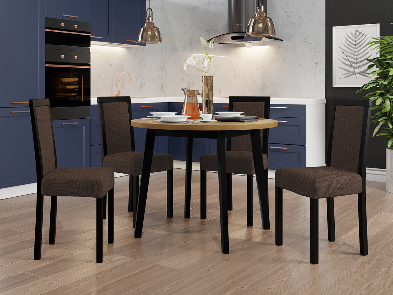 Borðstofusett Victorville 306 (Svartur)