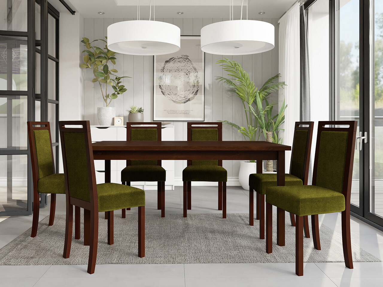 Borðstofusett Victorville 308 (Valhneta)