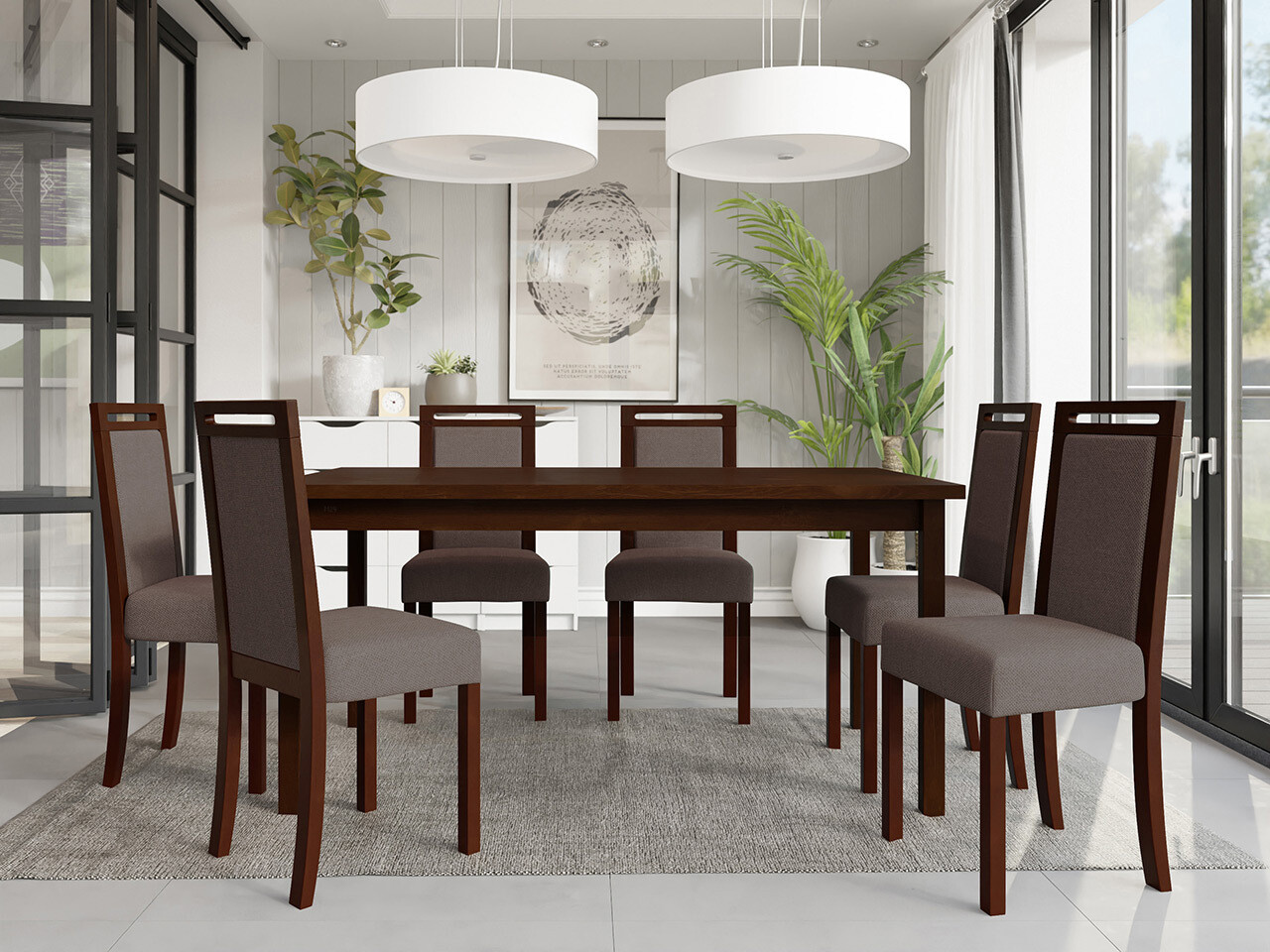 Borðstofusett Victorville 308 (Valhneta)