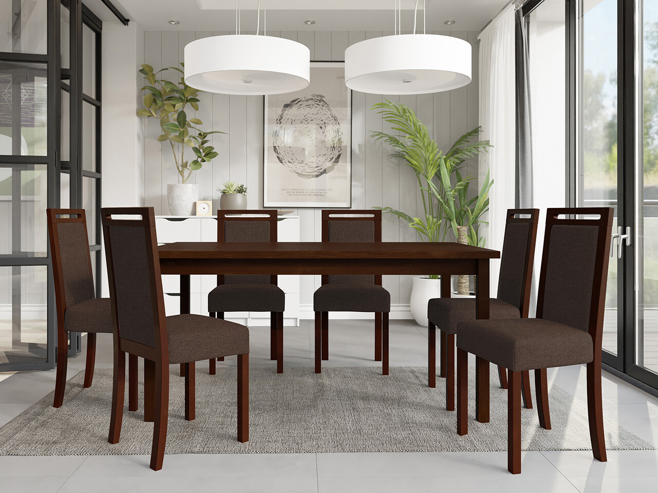Borðstofusett Victorville 308 (Valhneta)