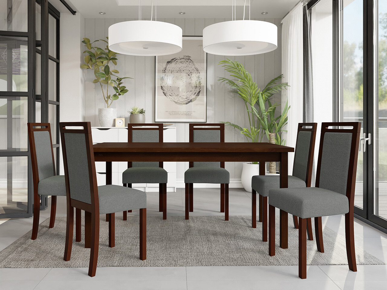 Borðstofusett Victorville 308 (Valhneta)
