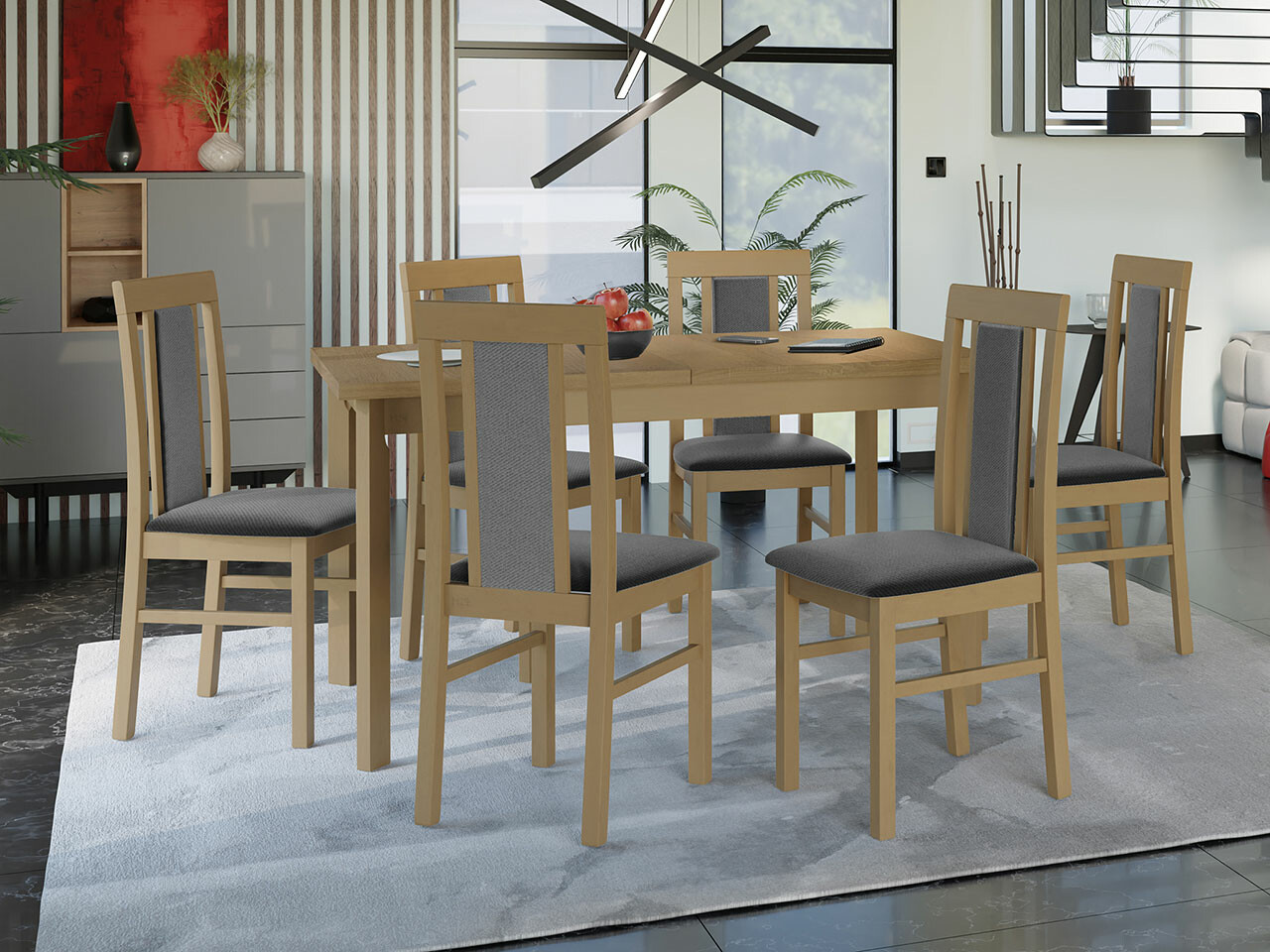 Borðstofusett Victorville 315 (Sonoma-eik)