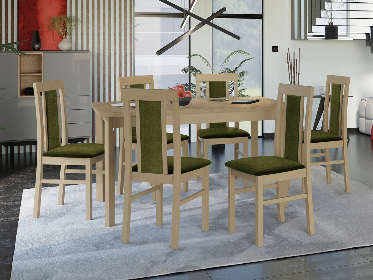 Borðstofusett Victorville 315 (Sonoma-eik)