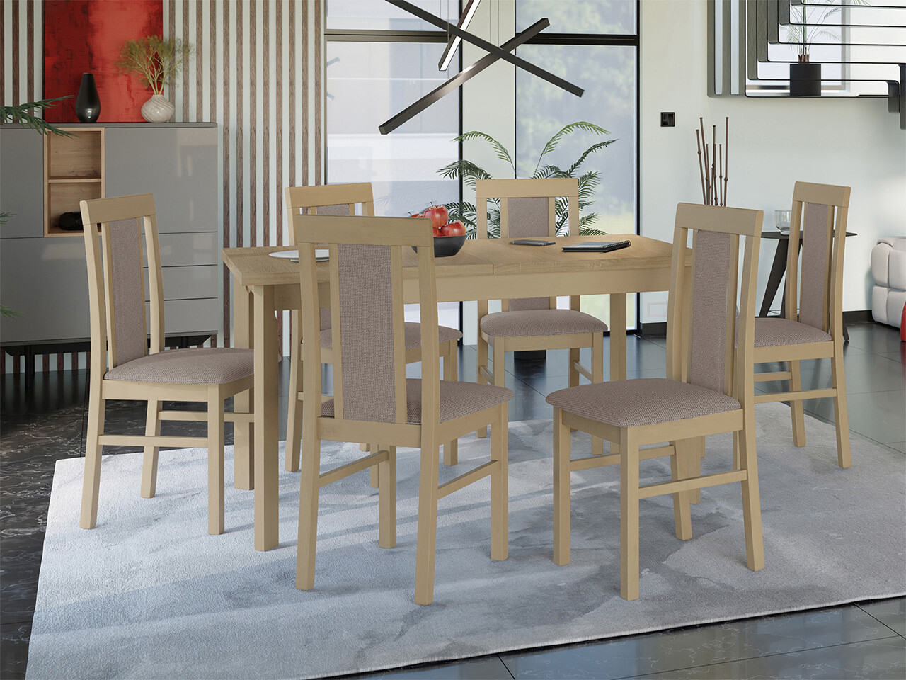 Borðstofusett Victorville 315 (Sonoma-eik)