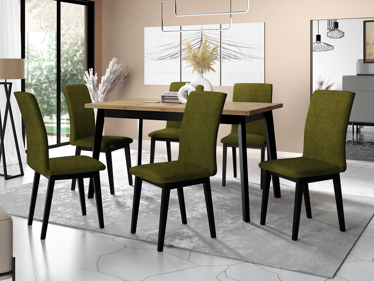 Borðstofusett Victorville 321 (Svartur)