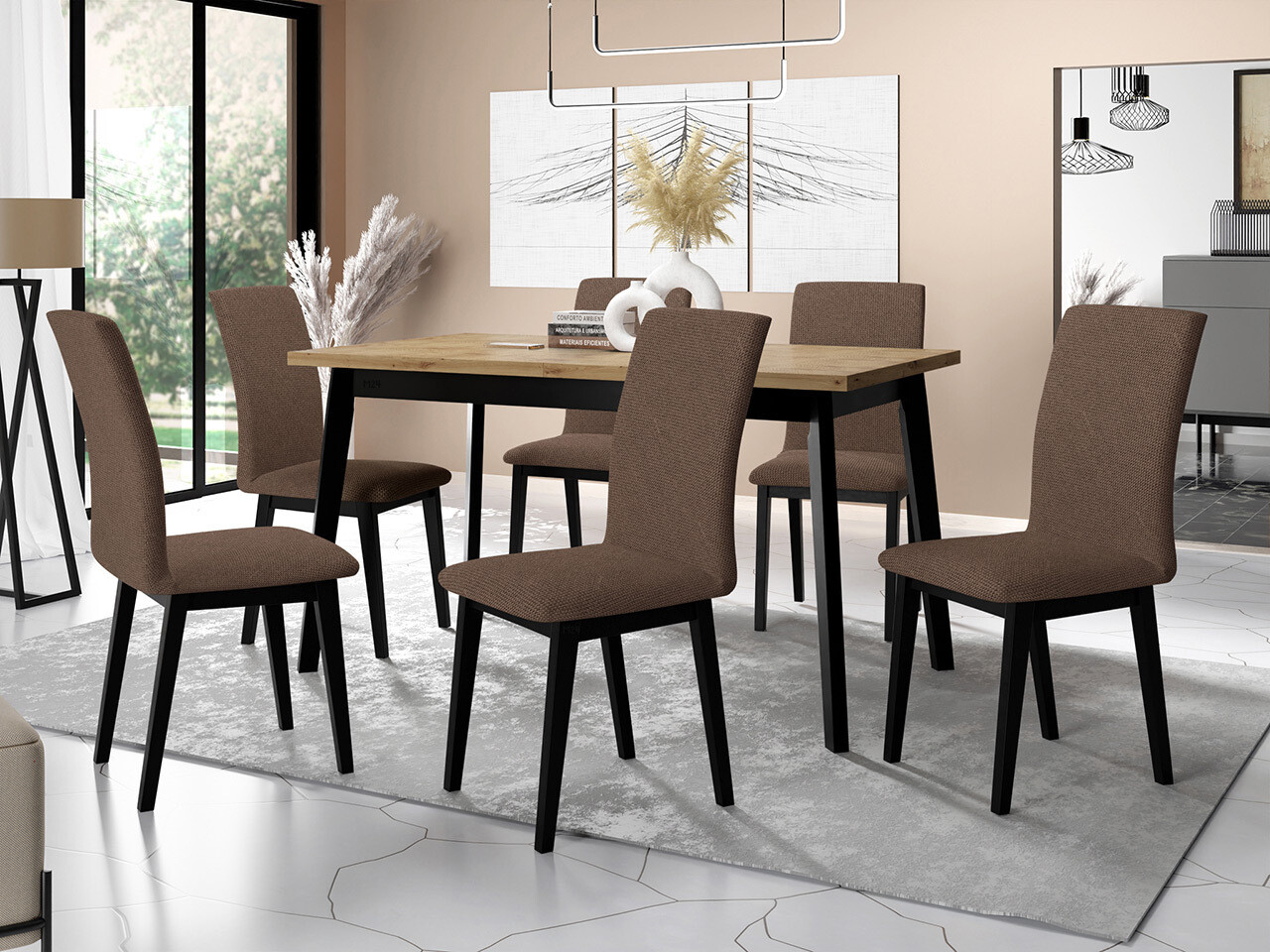 Borðstofusett Victorville 321 (Svartur)