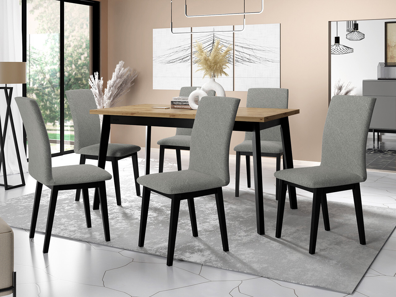 Borðstofusett Victorville 321 (Svartur)