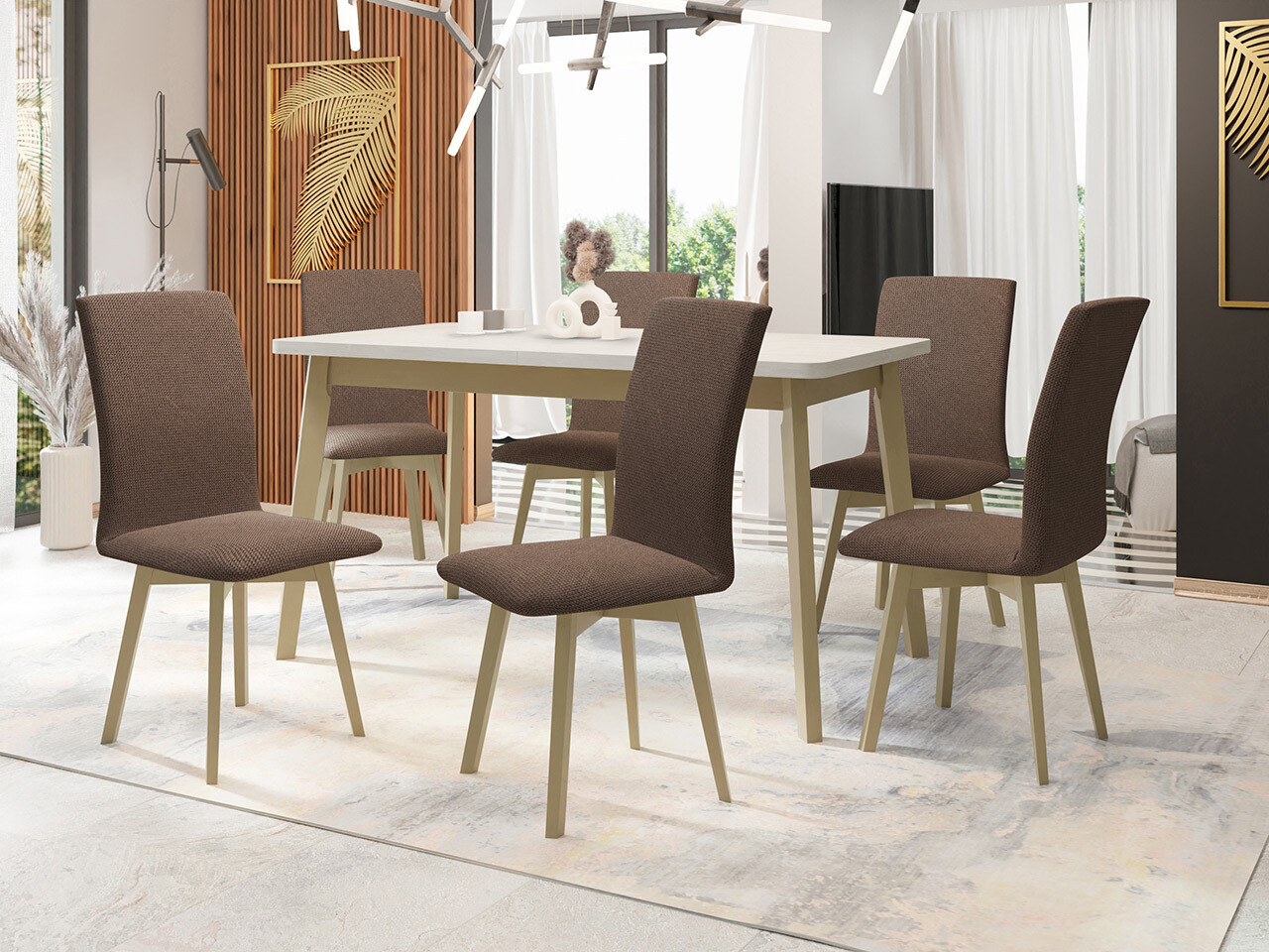 Borðstofusett Victorville 323 (Sonoma-eik)