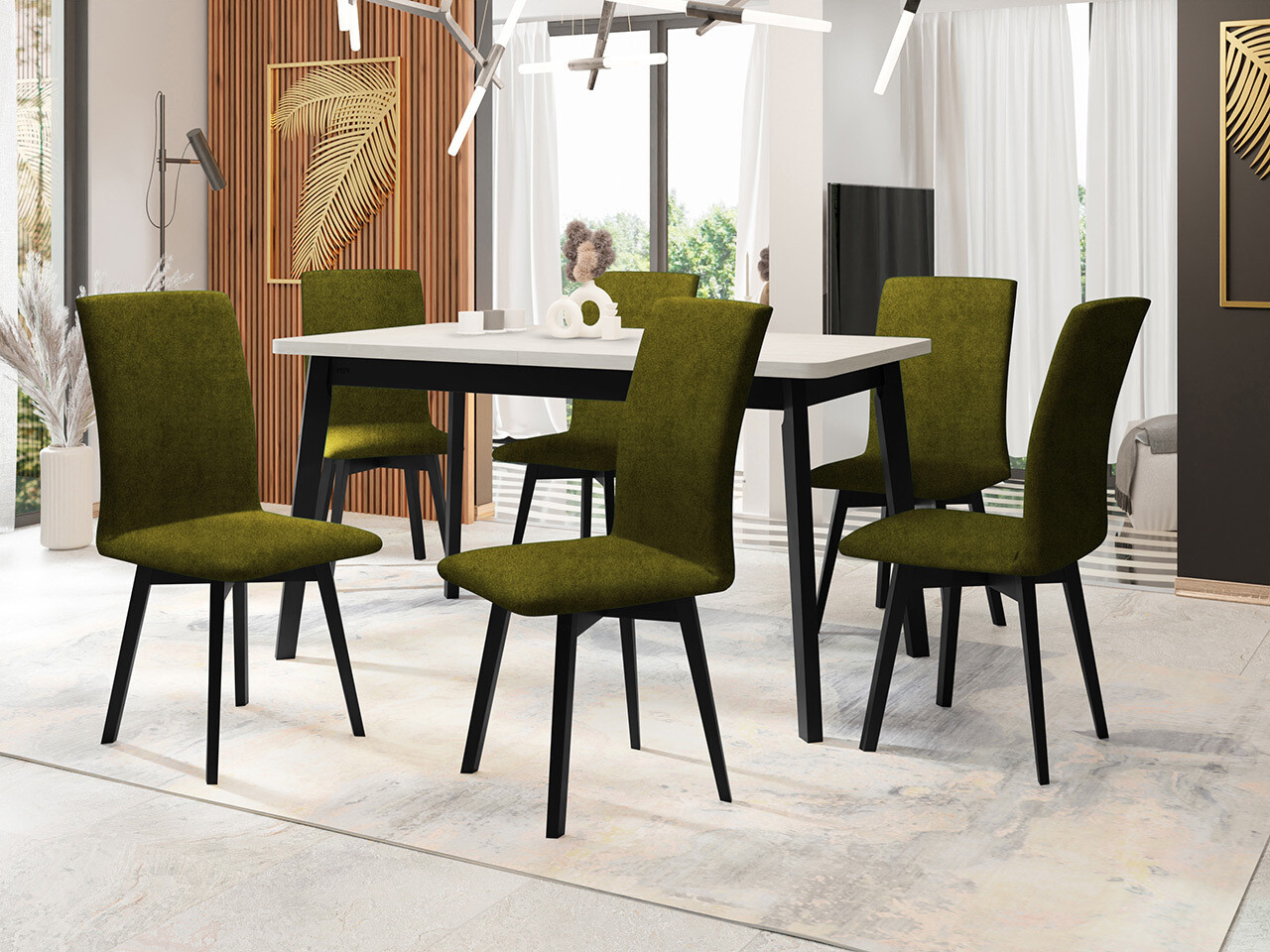 Borðstofusett Victorville 323 (Svartur)