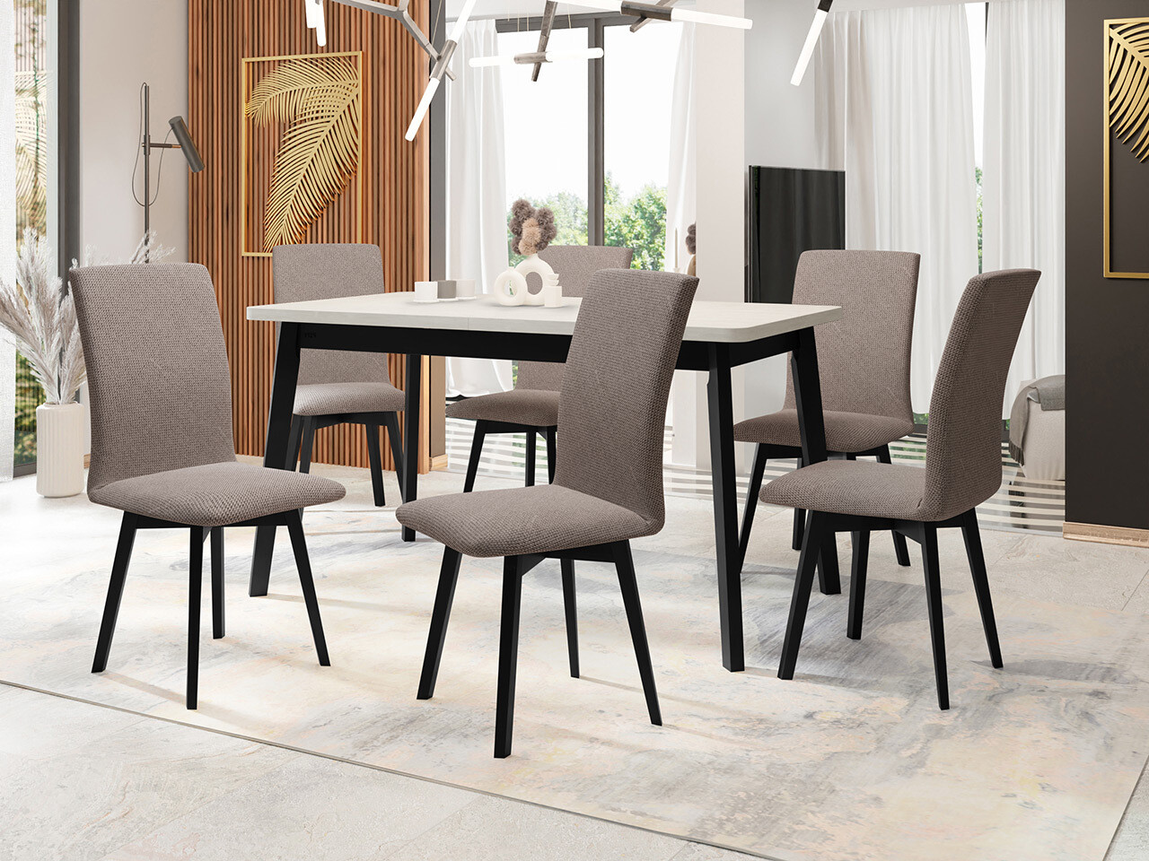 Borðstofusett Victorville 323 (Svartur)