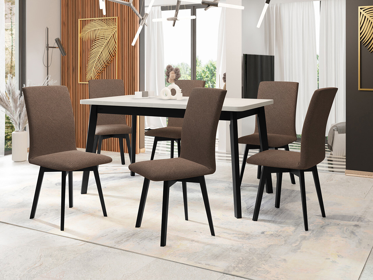 Borðstofusett Victorville 323 (Svartur)
