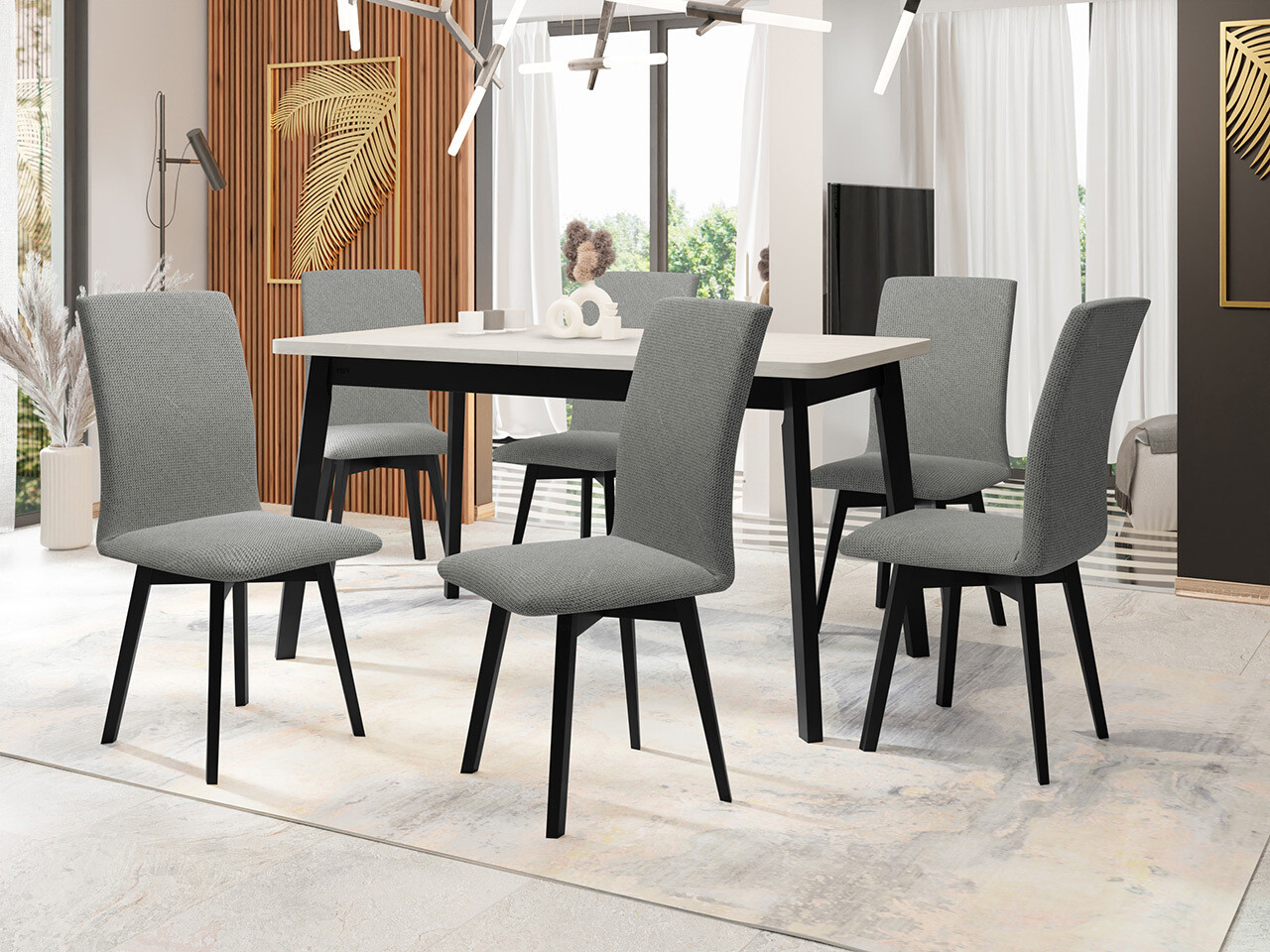Borðstofusett Victorville 323 (Svartur)