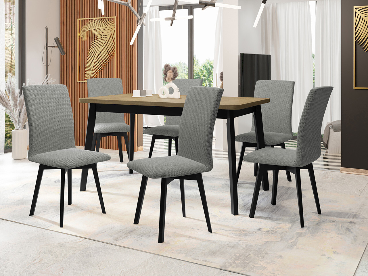 Borðstofusett Victorville 325 (Svartur)