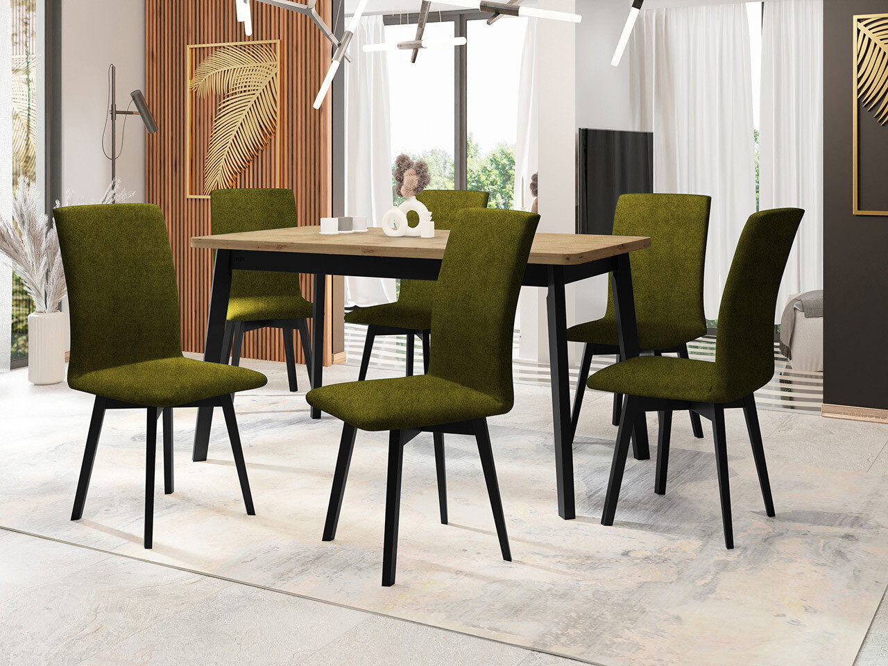 Borðstofusett Victorville 326 (Svartur)